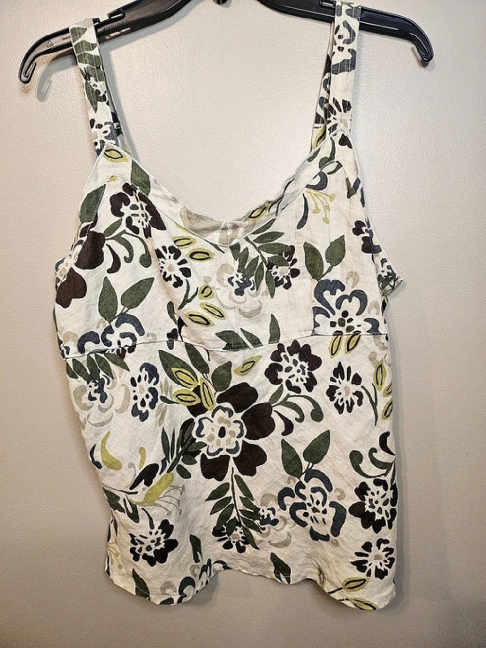 cut loose Floral Linen Tank Top Size Large